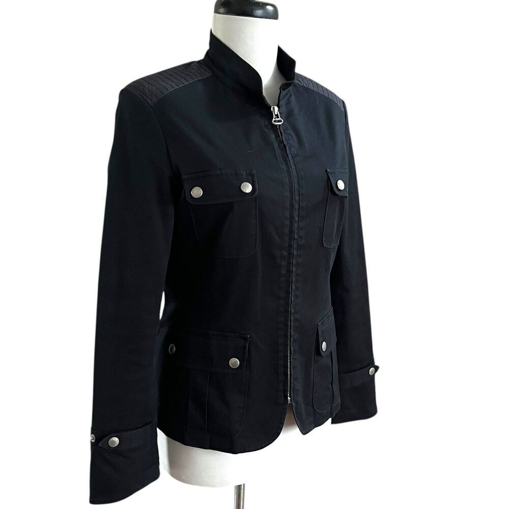 Rag & Bone Utility Army Jacket size 4 Black Elbow Patch - Picture 3 of 13